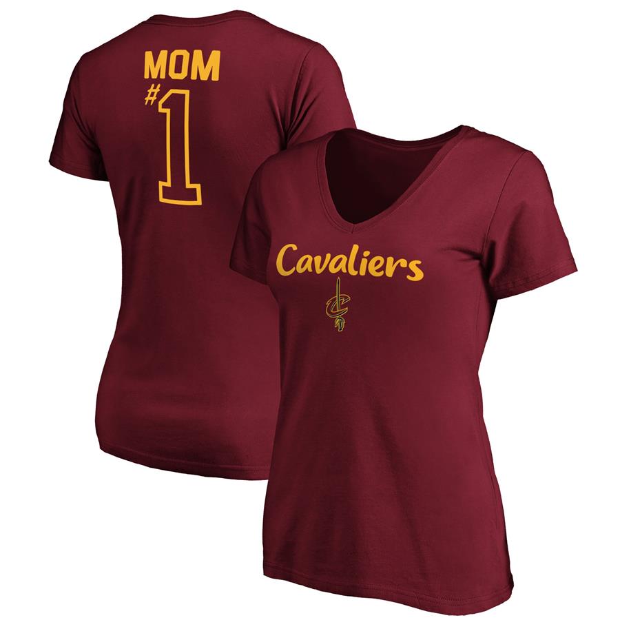 Cleveland Cavaliers Fanatics Branded Women's #1 Mom Logo V-Neck T-Shirt - Wine