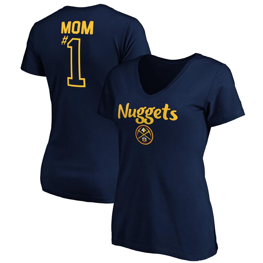 Denver Nuggets Fanatics Branded Women's #1 Mom Logo V-Neck T-Shirt - Navy