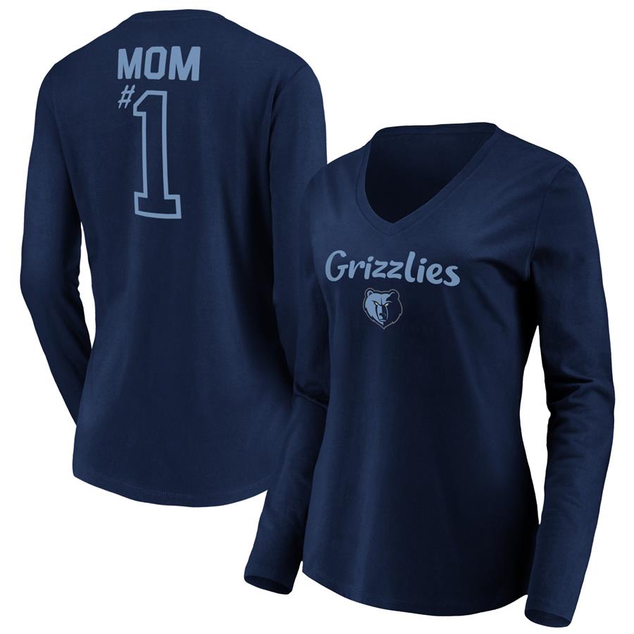 Memphis Grizzlies Fanatics Branded Women's #1 Mom Long Sleeve V-Neck T-Shirt - Navy