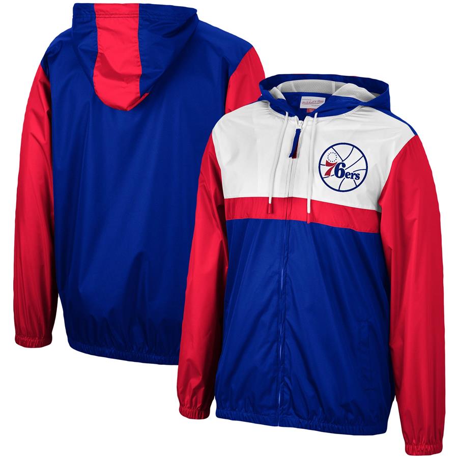 Philadelphia 76ers Mitchell & Ness Hardwood Classics Margin of Victory Full-Zip Windbreaker Jacket - Royal