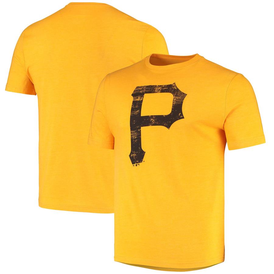 Pittsburgh Pirates Fanatics Branded Weathered Official Logo Tri-Blend T-Shirt - Gold
