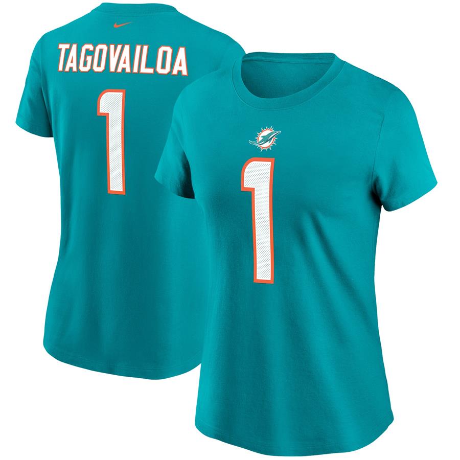 Tua Tagovailoa Miami Dolphins Nike Women's Name & Number T-Shirt - Aqua