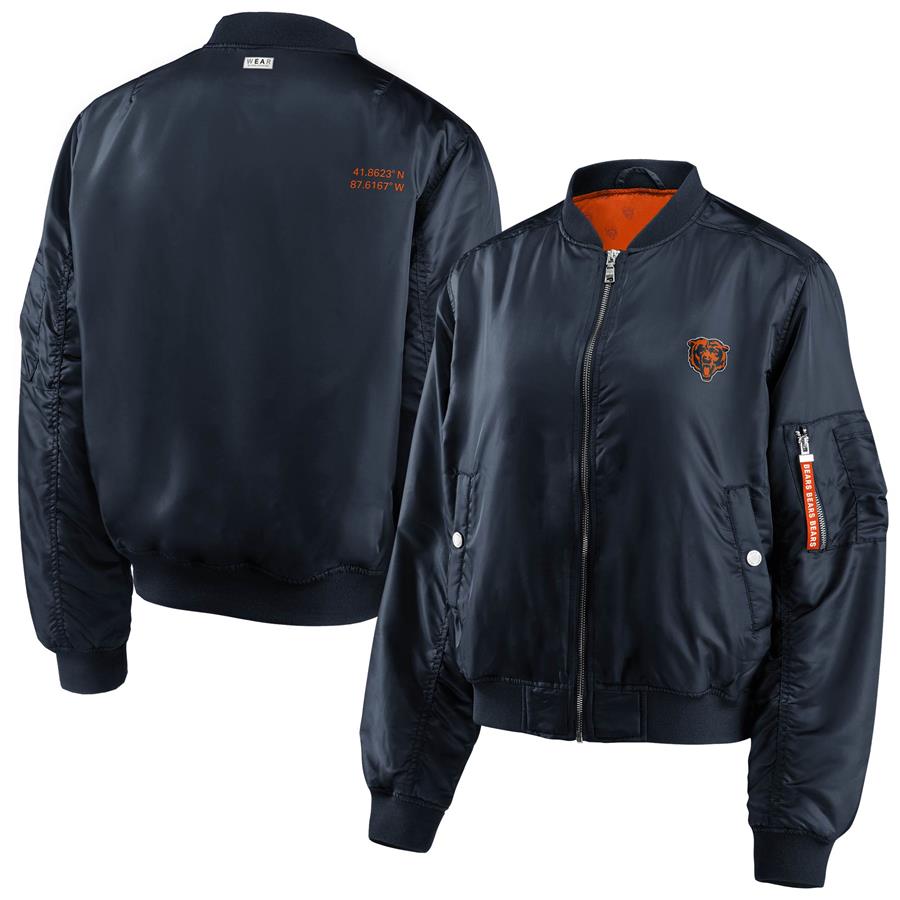 Chicago Bears WEAR by Erin Andrews Women's Bomber Full-Zip Jacket - Navy