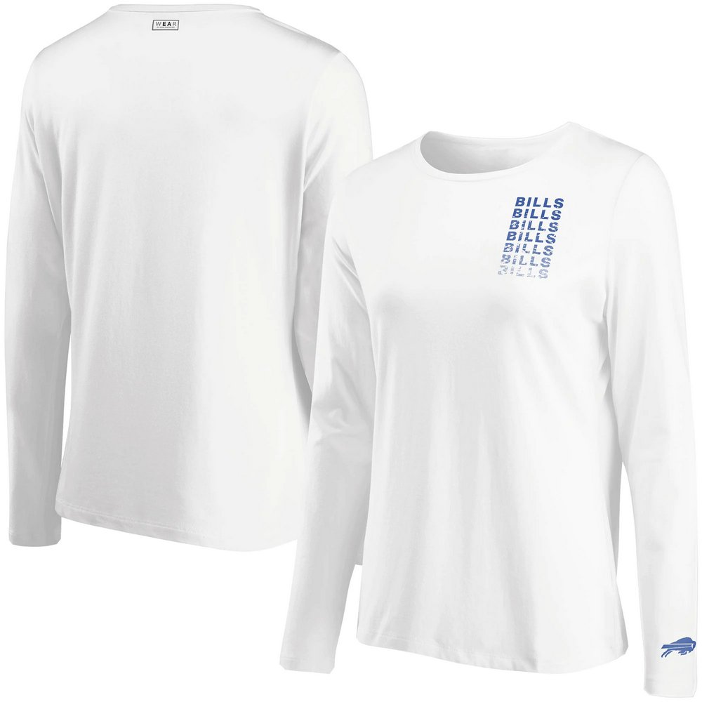 Buffalo Bills WEAR By Erin Andrews Women's Repeat Tri-Blend Long Sleeve T-Shirt - White