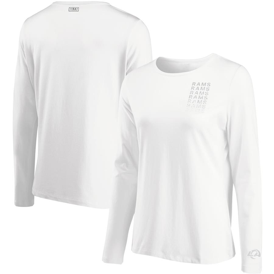 Los Angeles Rams WEAR By Erin Andrews Women's Repeat Tri-Blend Long Sleeve T-Shirt - White