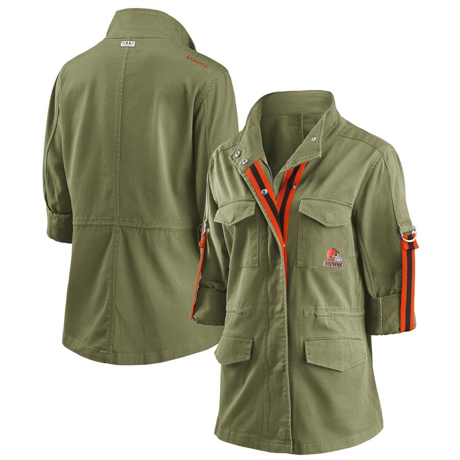 Cleveland Browns WEAR By Erin Andrews Women's Full-Zip Utility Jacket - Olive