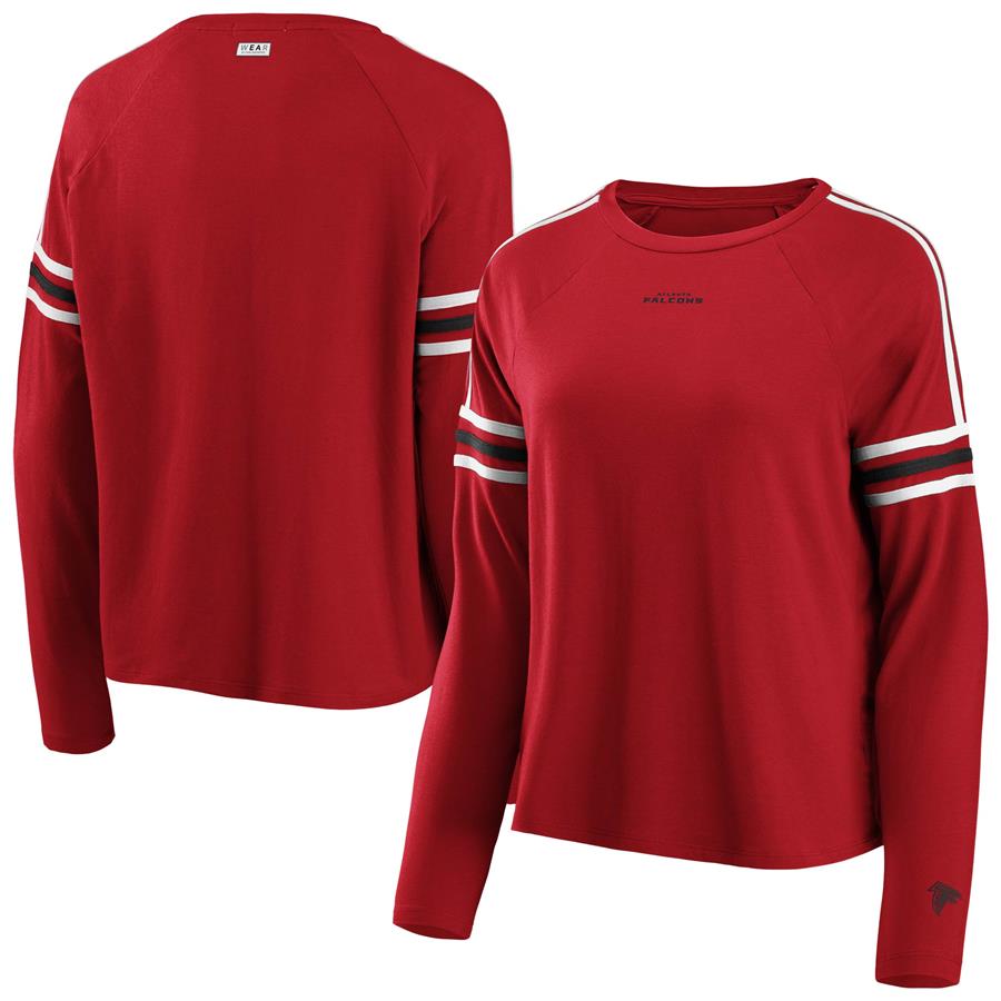 Atlanta Falcons WEAR by Erin Andrews Women's Contrast Stripe Long Sleeve T-Shirt - Red