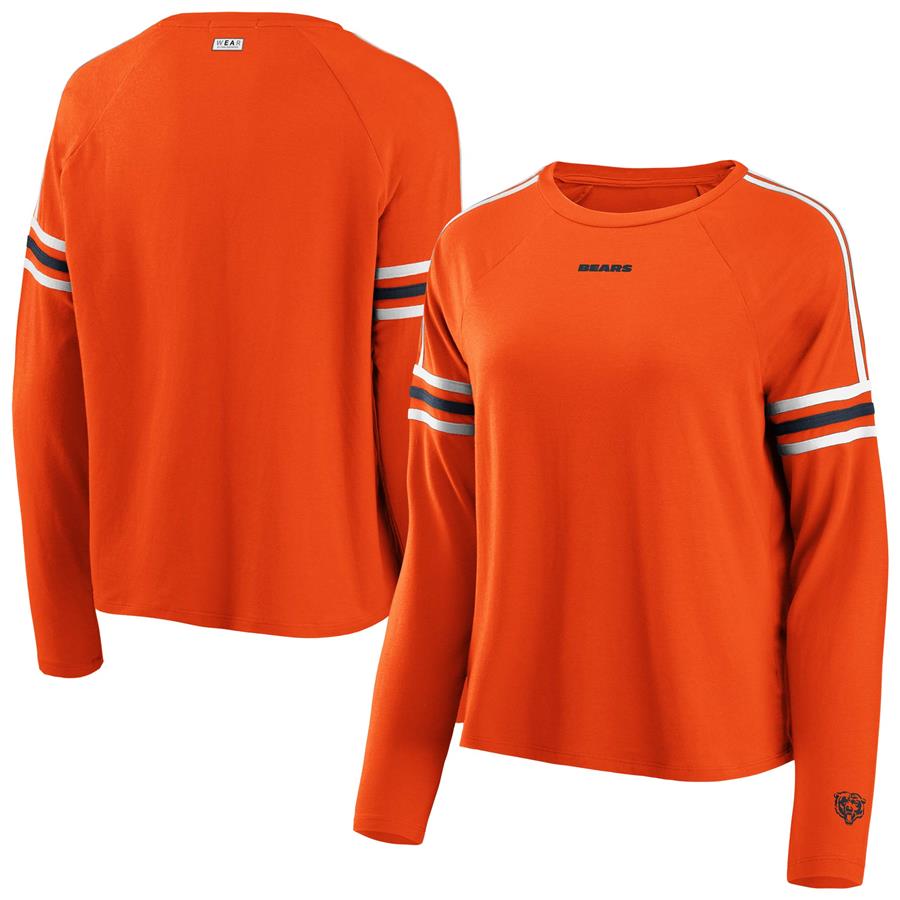Chicago Bears WEAR by Erin Andrews Women's Contrast Stripe Long Sleeve T-Shirt - Orange
