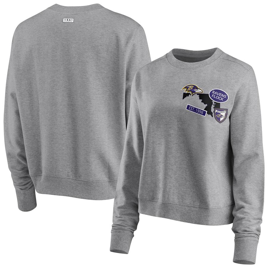 Baltimore Ravens WEAR By Erin Andrews Women's Sweatshirt - Heathered Gray