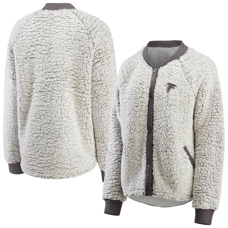 Atlanta Falcons WEAR By Erin Andrews Women's Sherpa Bomber Jacket - Heathered Gray