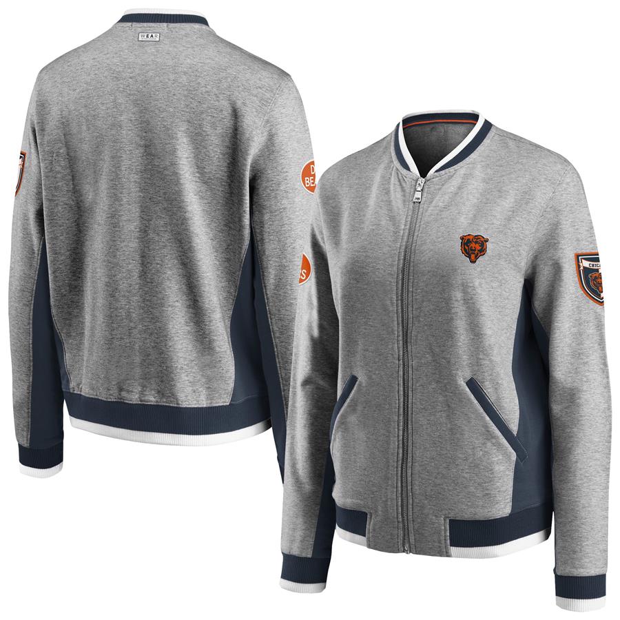 Chicago Bears WEAR By Erin Andrews Women's Varsity Full-Zip Jacket - Heathered Gray