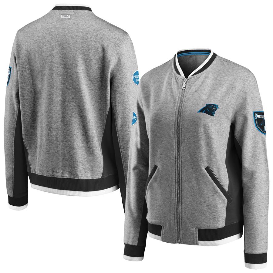 Carolina Panthers WEAR By Erin Andrews Women's Varsity Full-Zip Jacket - Heathered Gray