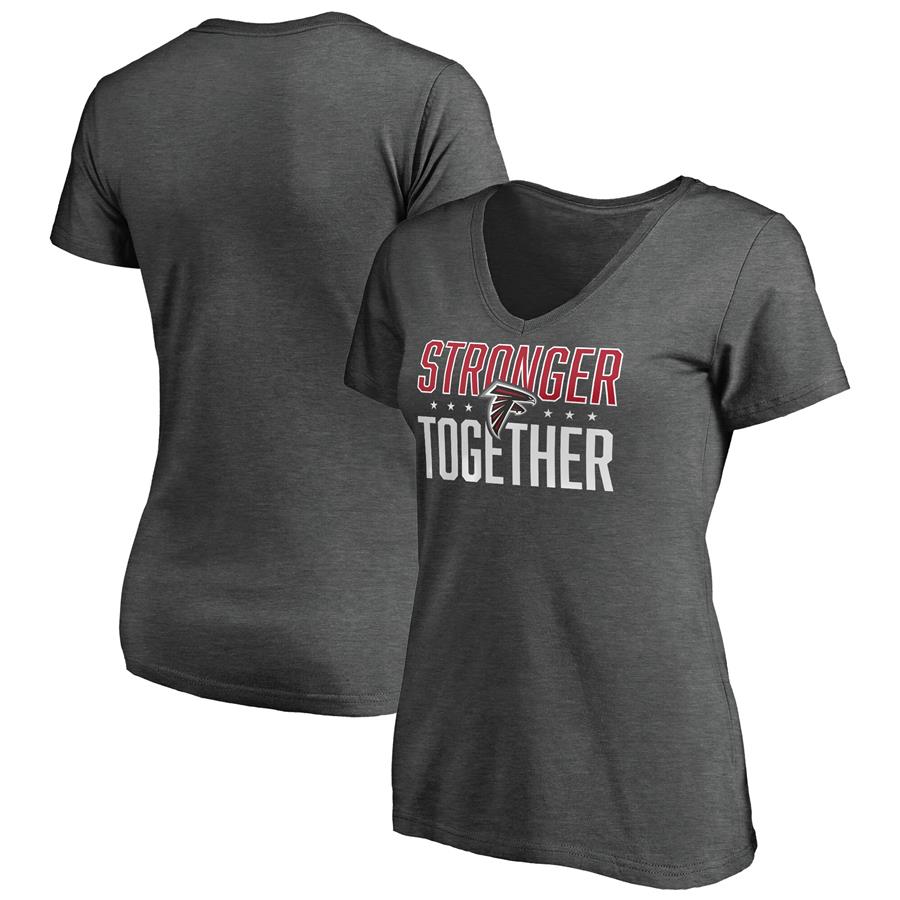 Atlanta Falcons Women's Stronger Together V-Neck T-Shirt - Heather Charcoal
