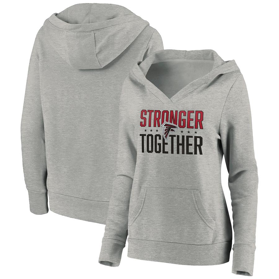 Atlanta Falcons Women's Stronger Together Crossover Neck Pullover Hoodie - Heather Gray