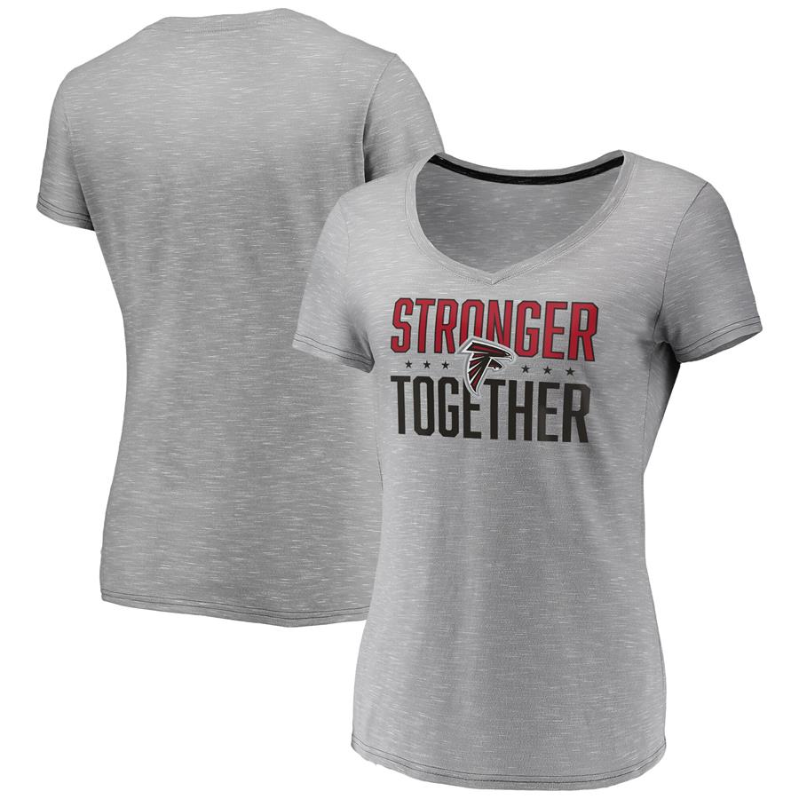 Atlanta Falcons Women's Stronger Together Space Dye V-Neck T-Shirt - Heather Gray