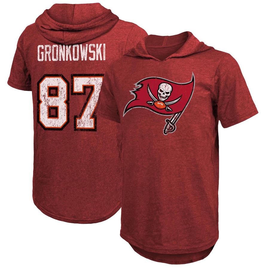 Rob Gronkowski Tampa Bay Buccaneers Fanatics Branded Player Name & Number Tri-Blend Hoodie T-Shirt - Red