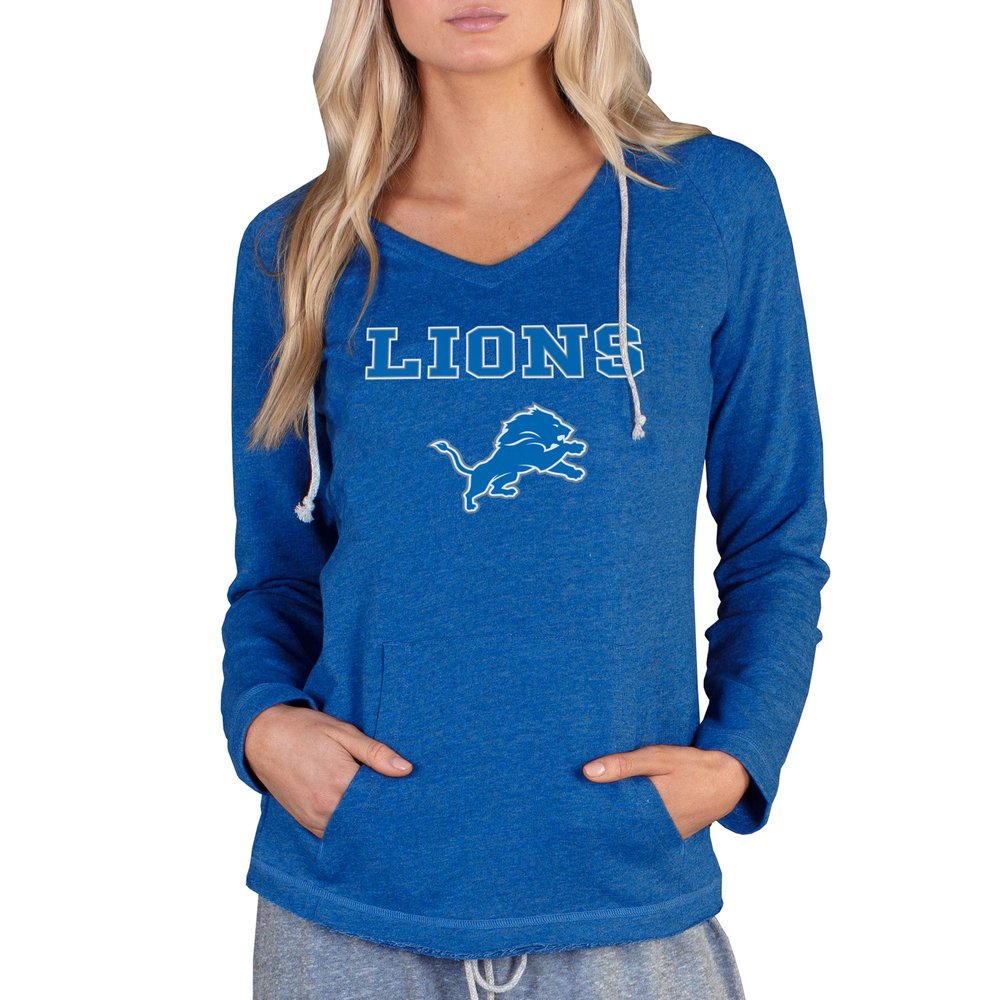 Detroit Lions Concepts Sport Women's Mainstream Hooded Long Sleeve V-Neck Top - Royal