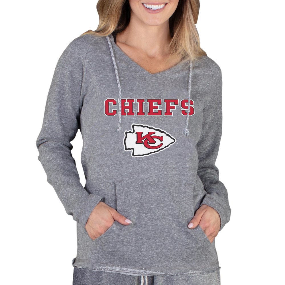 Kansas City Chiefs Concepts Sport Women's Mainstream Hooded Long Sleeve V-Neck Top - Gray