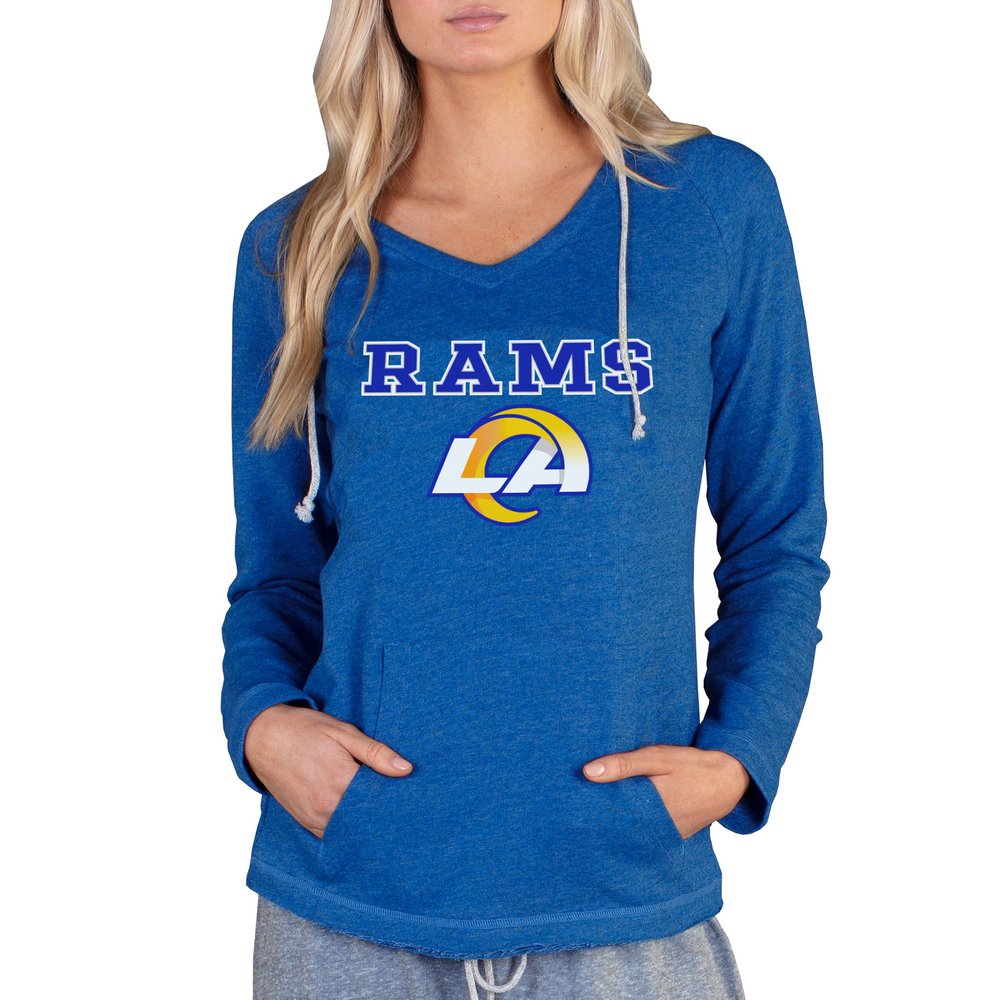 Los Angeles Rams Concepts Sport Women's Mainstream Hooded Long Sleeve V-Neck Top - Royal