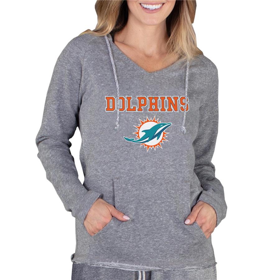 Женский лонгслив с V-вырезом с капюшоном Miami Dolphins Concepts Sport Mainstream (серый)