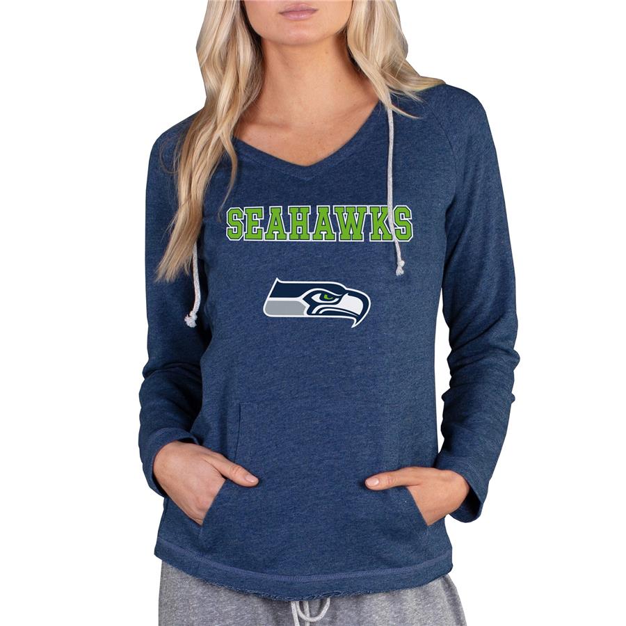 Seattle Seahawks Concepts Sport Women's Mainstream Hooded Long Sleeve V-Neck Top - Navy