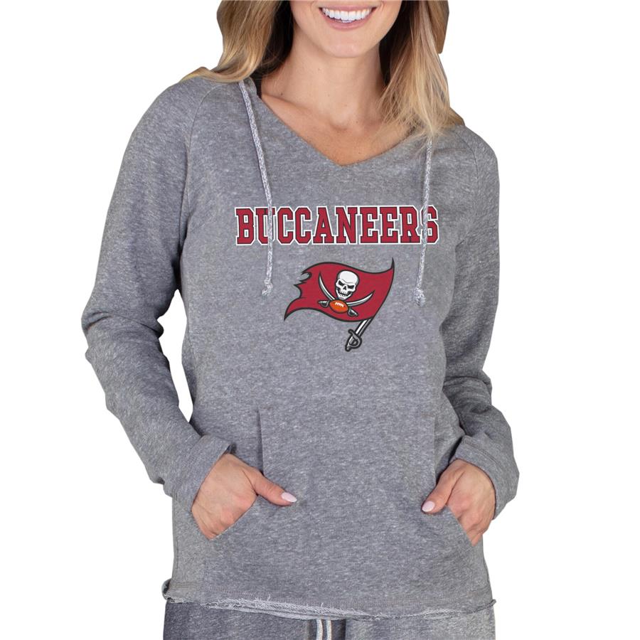 Tampa Bay Buccaneers Concepts Sport Women's Mainstream Hooded Long Sleeve V-Neck Top - Gray