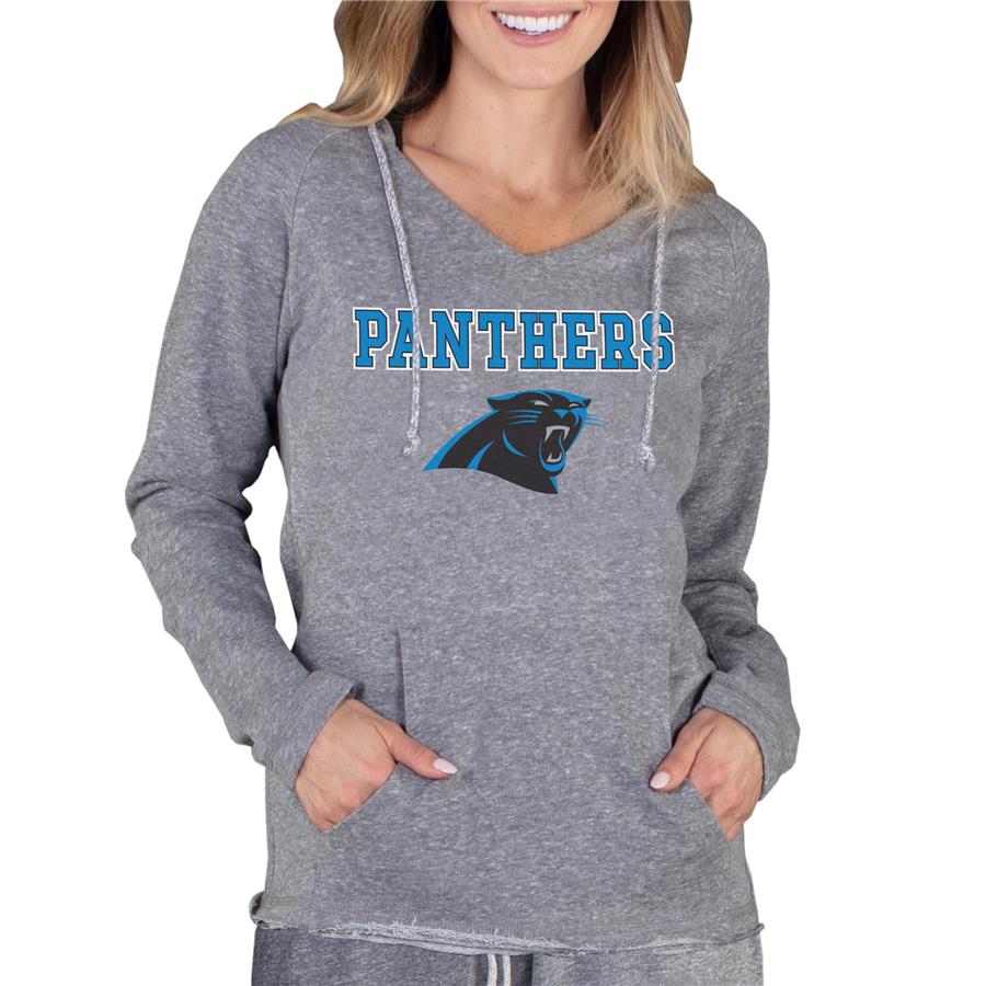 Carolina Panthers Concepts Sport Women's Mainstream Hooded Long Sleeve V-Neck Top - Gray