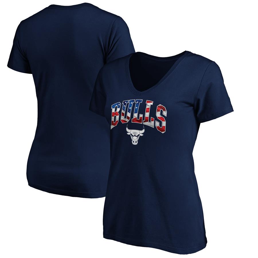 Chicago Bulls Fanatics Branded Women's Banner Wave V-Neck T-Shirt - Navy