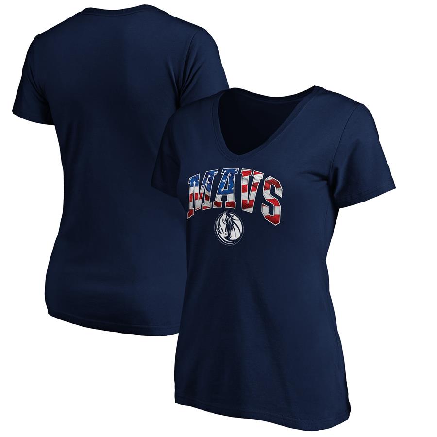 Dallas Mavericks Fanatics Branded Women's Banner Wave V-Neck T-Shirt - Navy