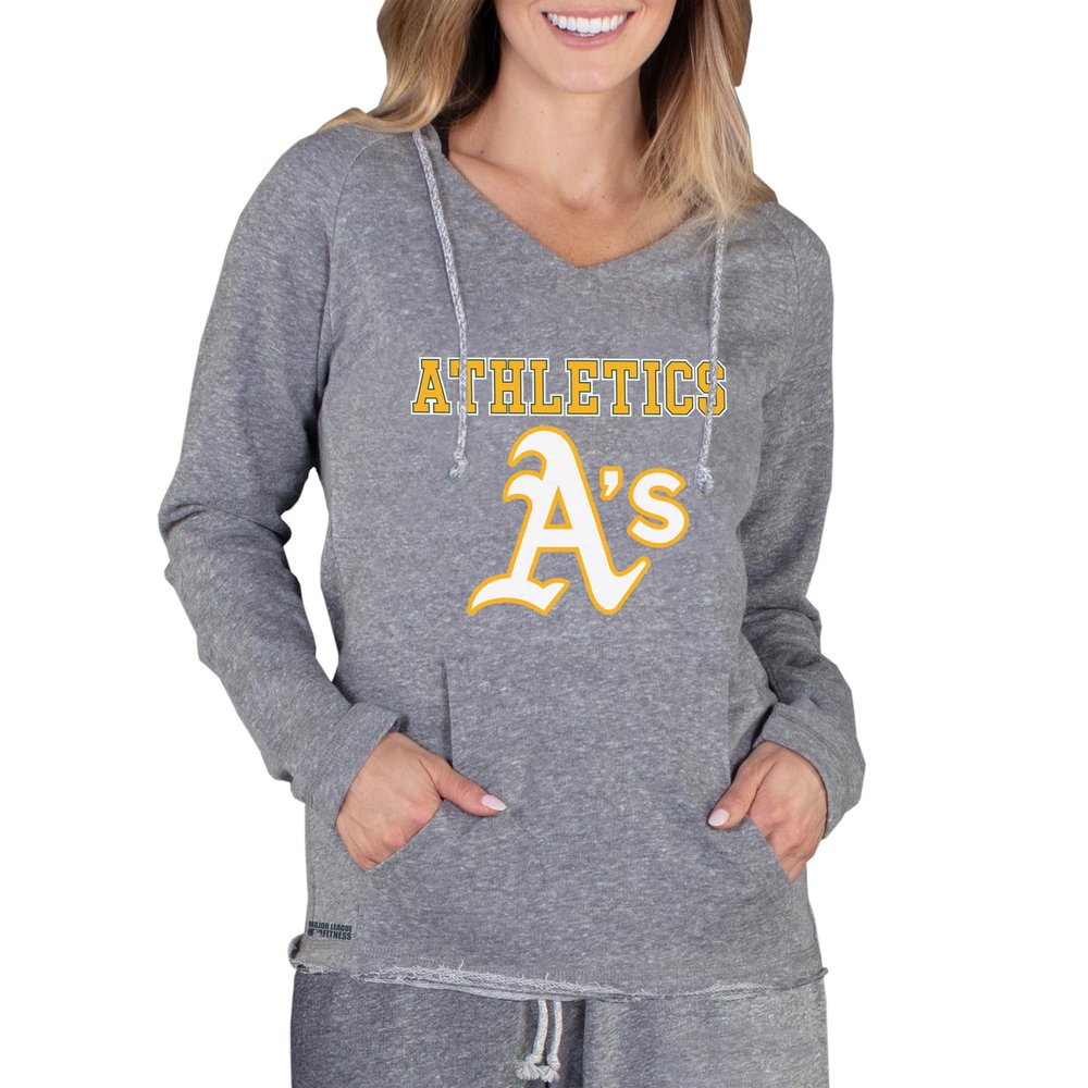 Oakland Athletics Concepts Sport Women's Mainstream Terry Long Sleeve Hoodie Top - Gray