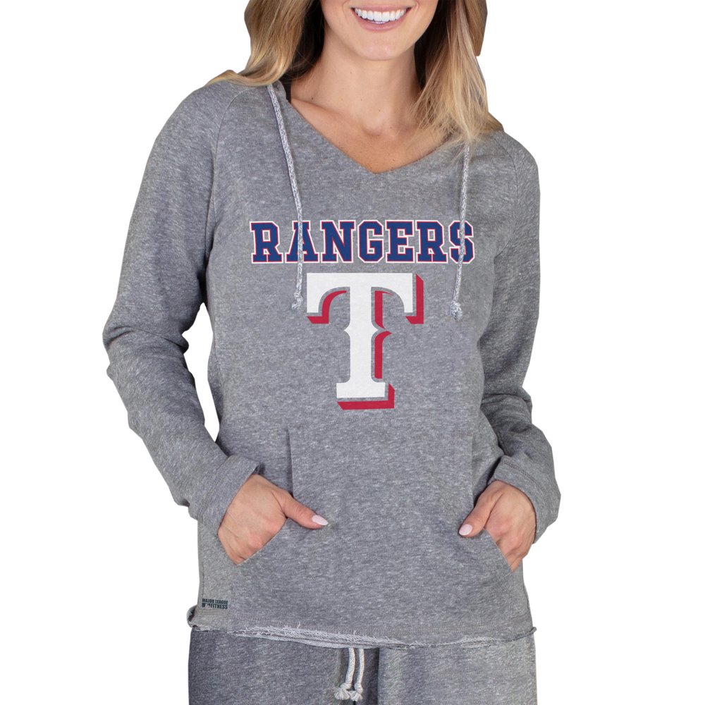 Texas Rangers Concepts Sport Women's Mainstream Terry Long Sleeve Hoodie Top - Gray