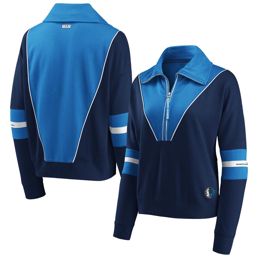 Dallas Mavericks WEAR by Erin Andrews Women's Colorblocked Half-Zip Jacket - Navy