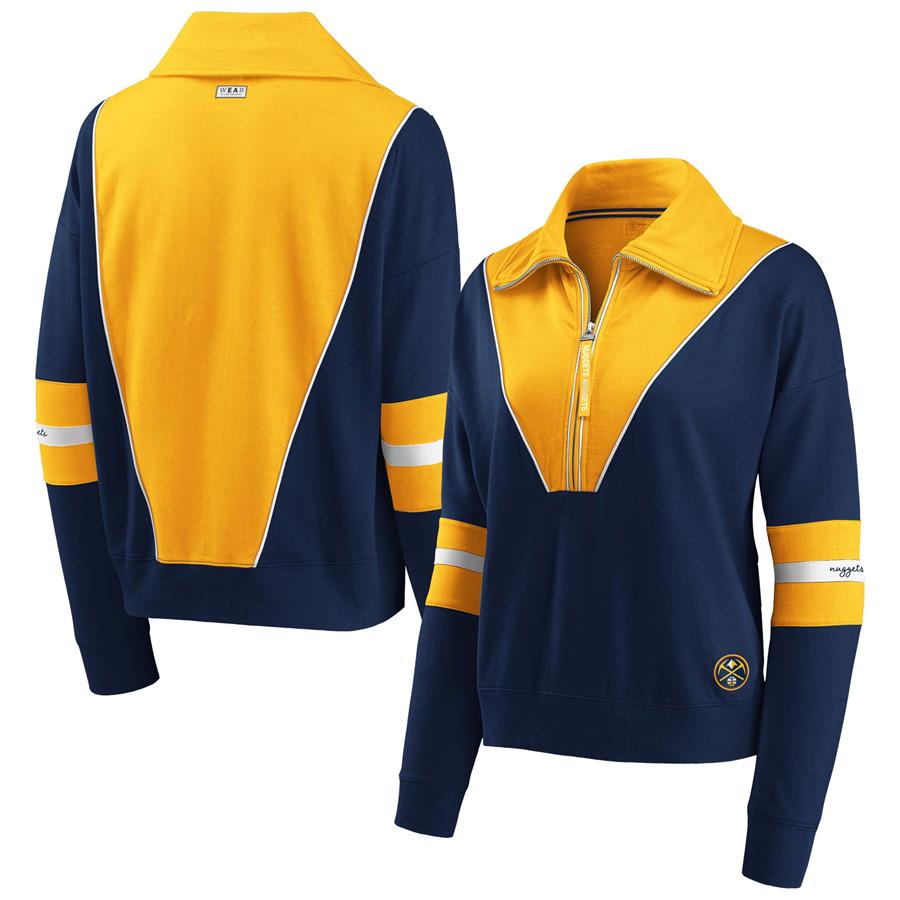 Denver Nuggets WEAR by Erin Andrews Women's Colorblocked Half-Zip Jacket - Navy
