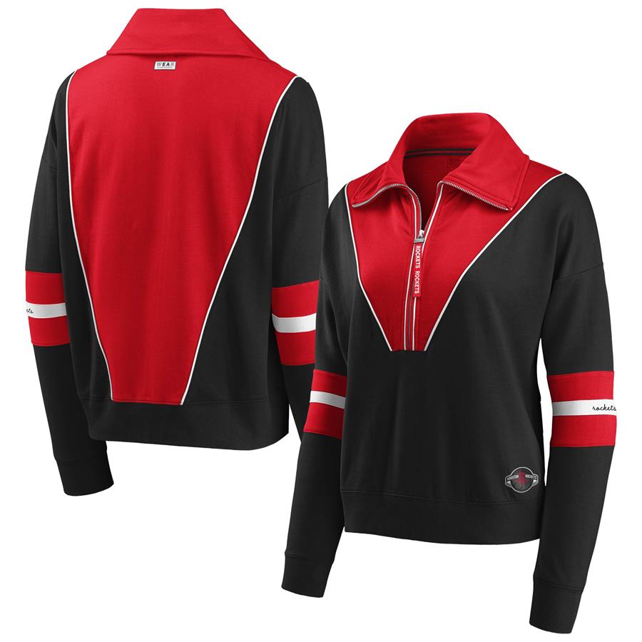 Houston Rockets WEAR by Erin Andrews Women's Colorblocked Half-Zip Jacket - Black