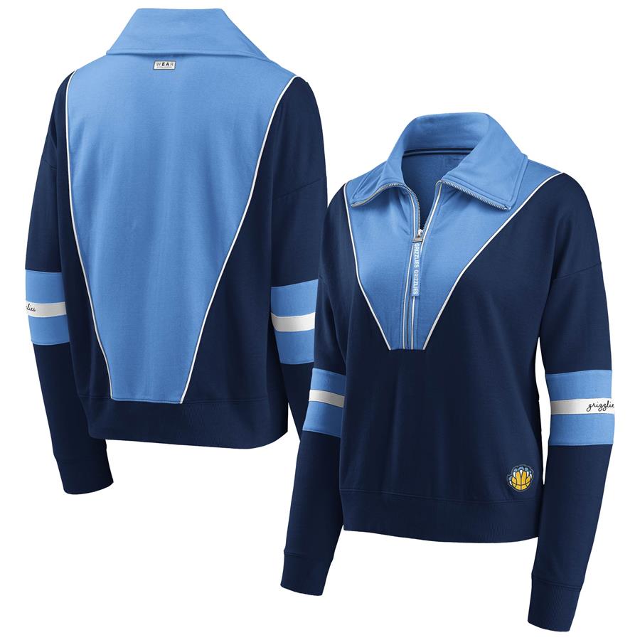 Memphis Grizzlies WEAR by Erin Andrews Women's Colorblocked Half-Zip Jacket - Navy