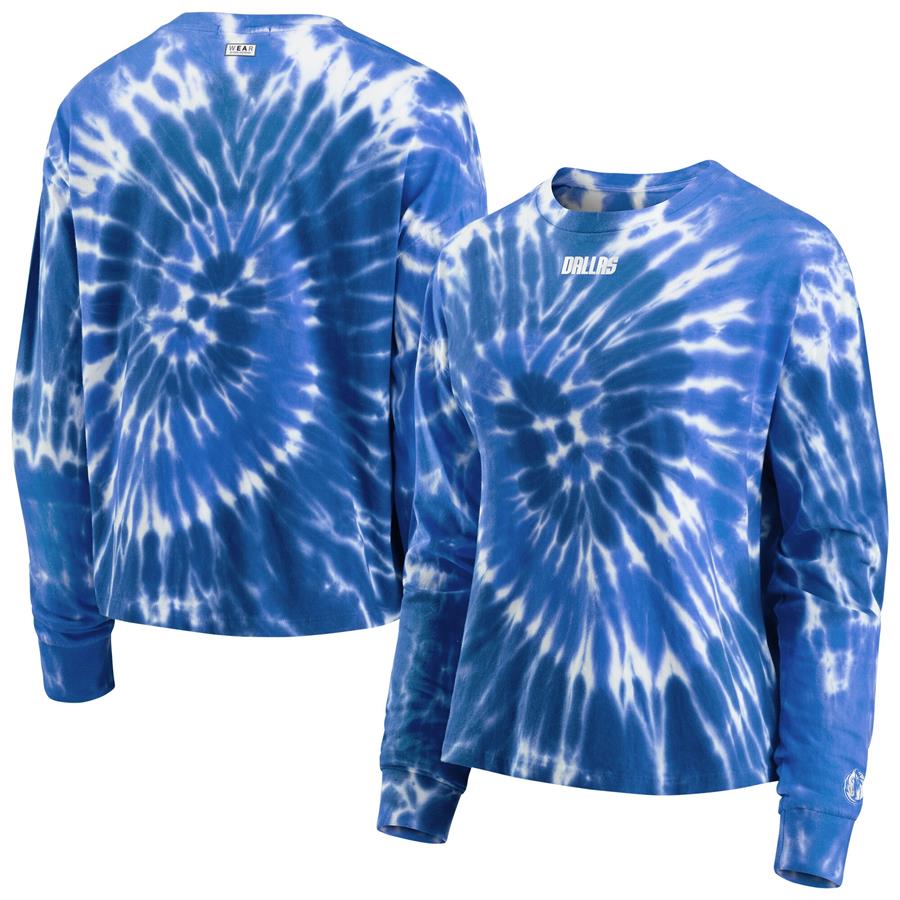 Dallas Mavericks WEAR by Erin Andrews Women's Tie-Dye Long Sleeve T-Shirt - Blue