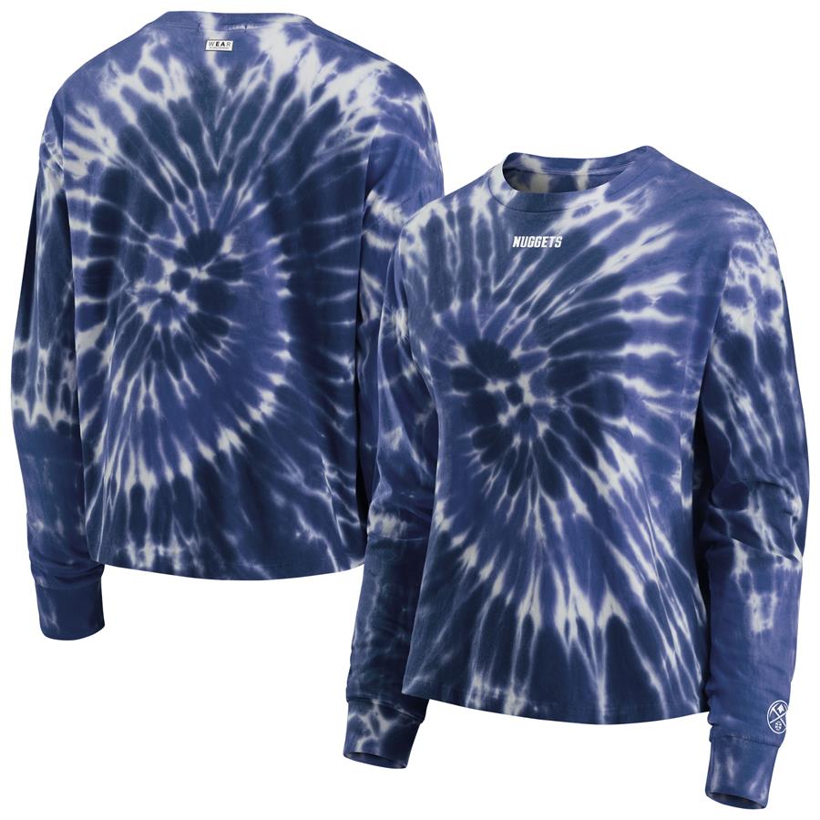 Denver Nuggets WEAR by Erin Andrews Women's Tie-Dye Long Sleeve T-Shirt - Navy