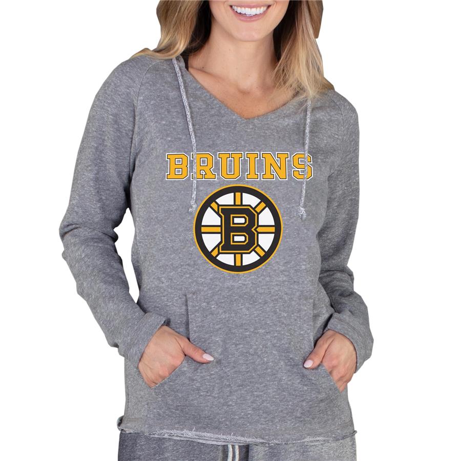 Boston Bruins Concepts Sport Women's Mainstream Terry Tri-Blend Long Sleeve Hooded Top - Gray