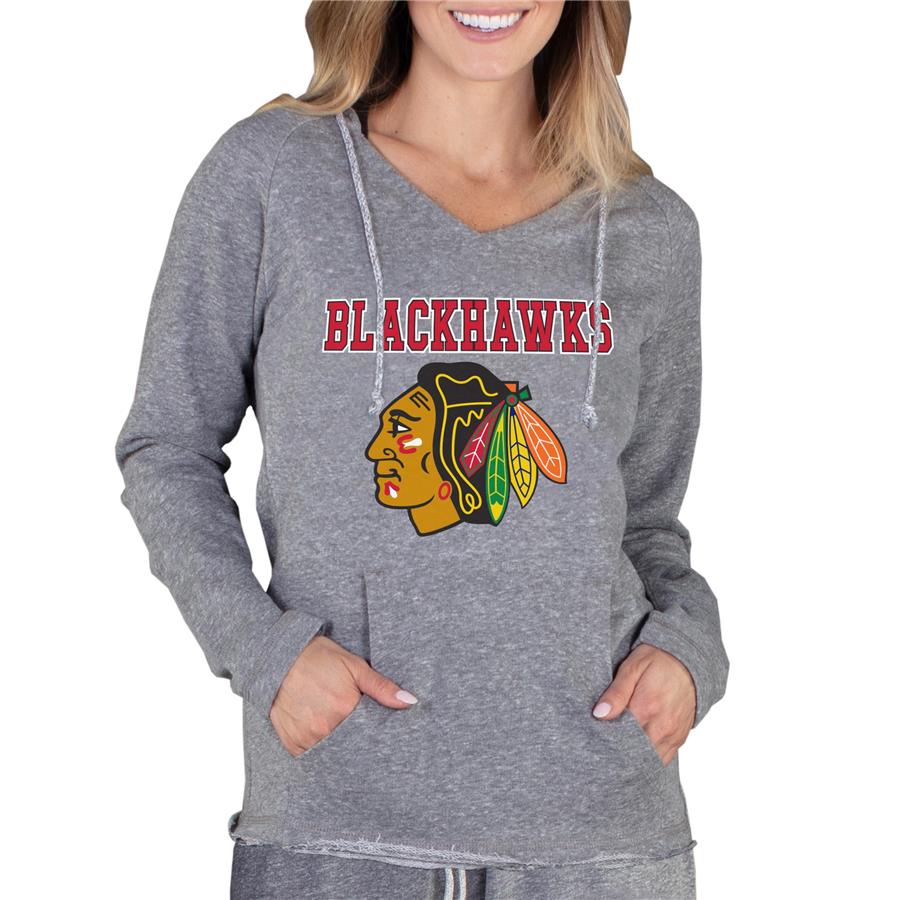 Chicago Blackhawks Concepts Sport Women's Mainstream Terry Tri-Blend Long Sleeve Hooded Top - Gray