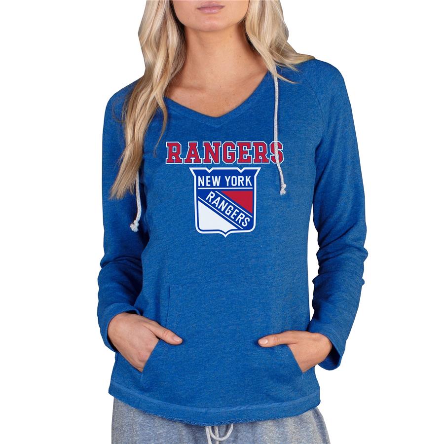 New York Rangers Concepts Sport Women's Mainstream Terry Tri-Blend Long Sleeve Hooded Top - Royal