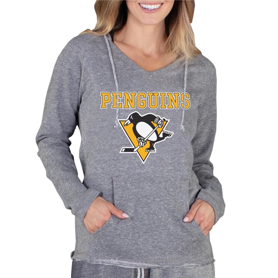 Женский лонгслив с капюшоном Pittsburgh Penguins Concepts Sport Mainstream Terry Tri-Blend (серый)
