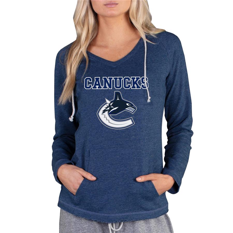 Vancouver Canucks Concepts Sport Women's Mainstream Terry Tri-Blend Long Sleeve Hooded Top - Navy