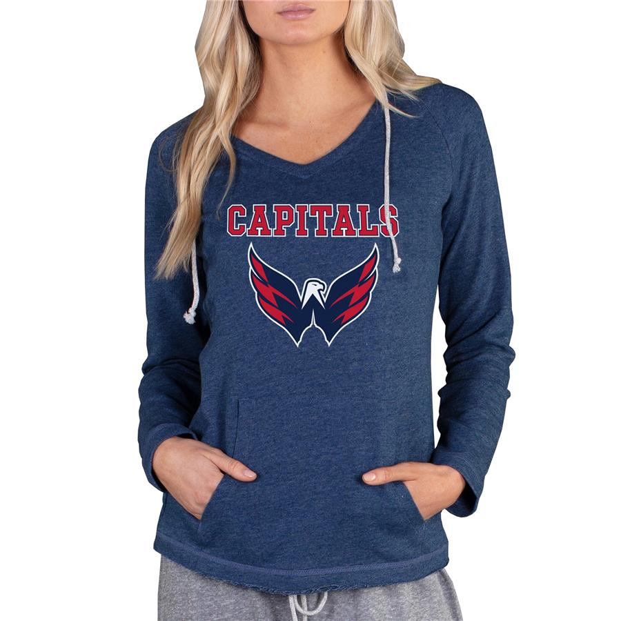 Washington Capitals Concepts Sport Women's Mainstream Terry Tri-Blend Long Sleeve Hooded Top - Navy