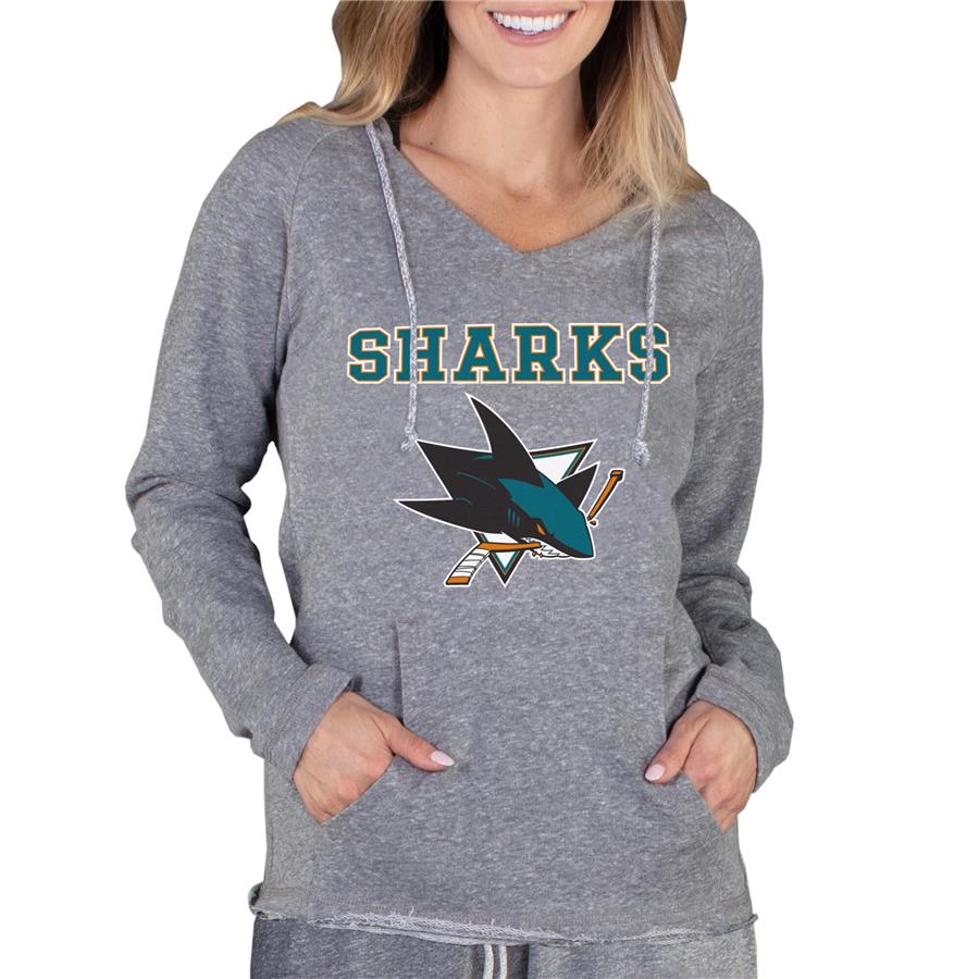 San Jose Sharks Concepts Sport Women's Mainstream Terry Tri-Blend Long Sleeve Hooded Top - Gray