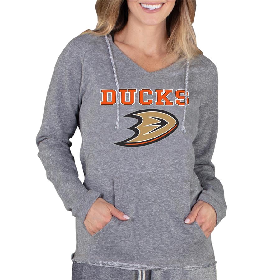 Anaheim Ducks Concepts Sport Women's Mainstream Terry Tri-Blend Long Sleeve Hooded Top - Gray