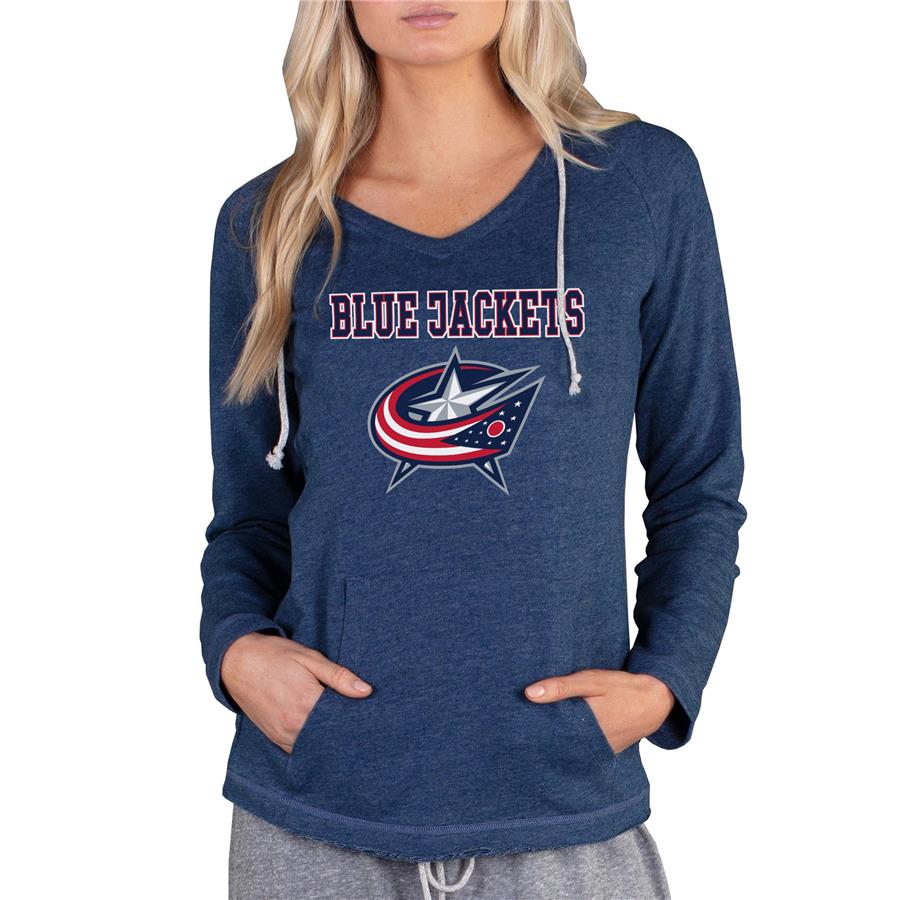Columbus Blue Jackets Concepts Sport Women's Mainstream Terry Tri-Blend Long Sleeve Hooded Top - Navy