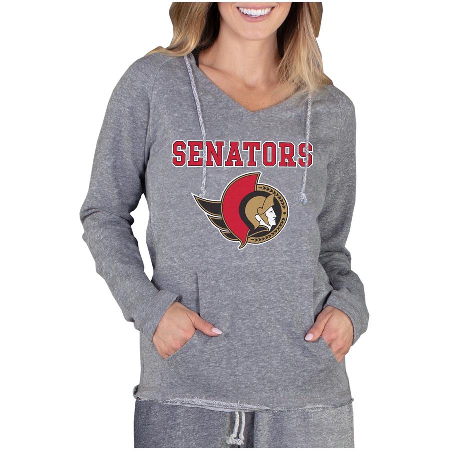 Ottawa Senators Concepts Sport Women's Mainstream Terry Long Sleeve Hooded Top - Gray