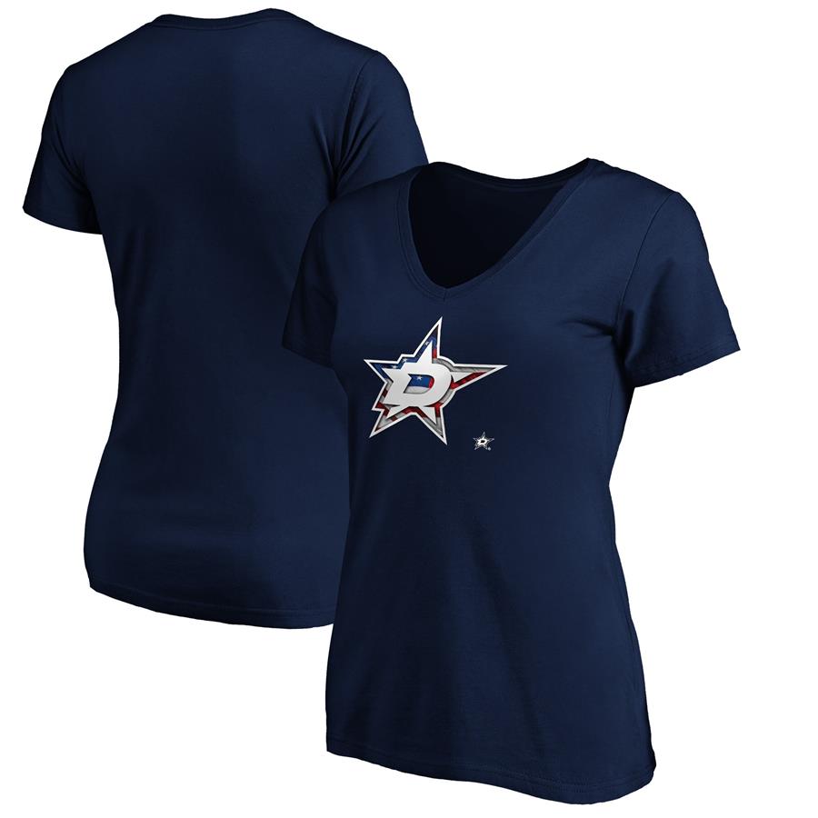 Dallas Stars Fanatics Branded Women's Banner Wave Logo V-Neck T-Shirt T-Shirt - Navy