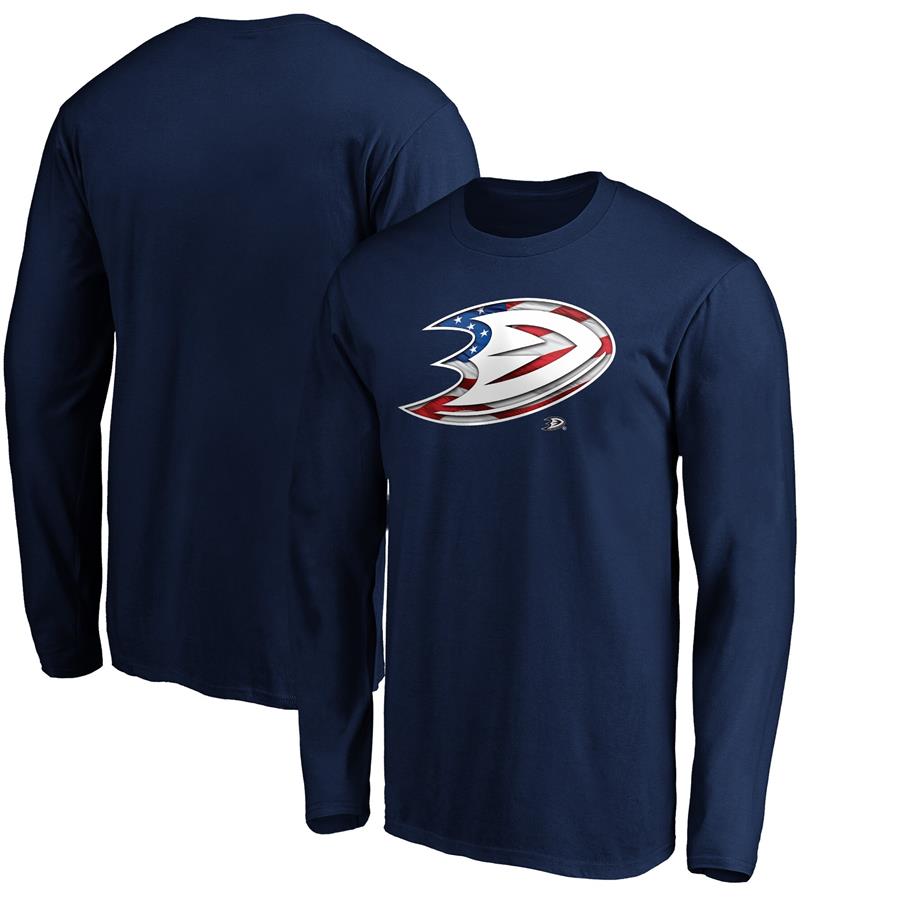 Anaheim Ducks Fanatics Branded Banner Wave Logo Long Sleeve T-Shirt - Navy