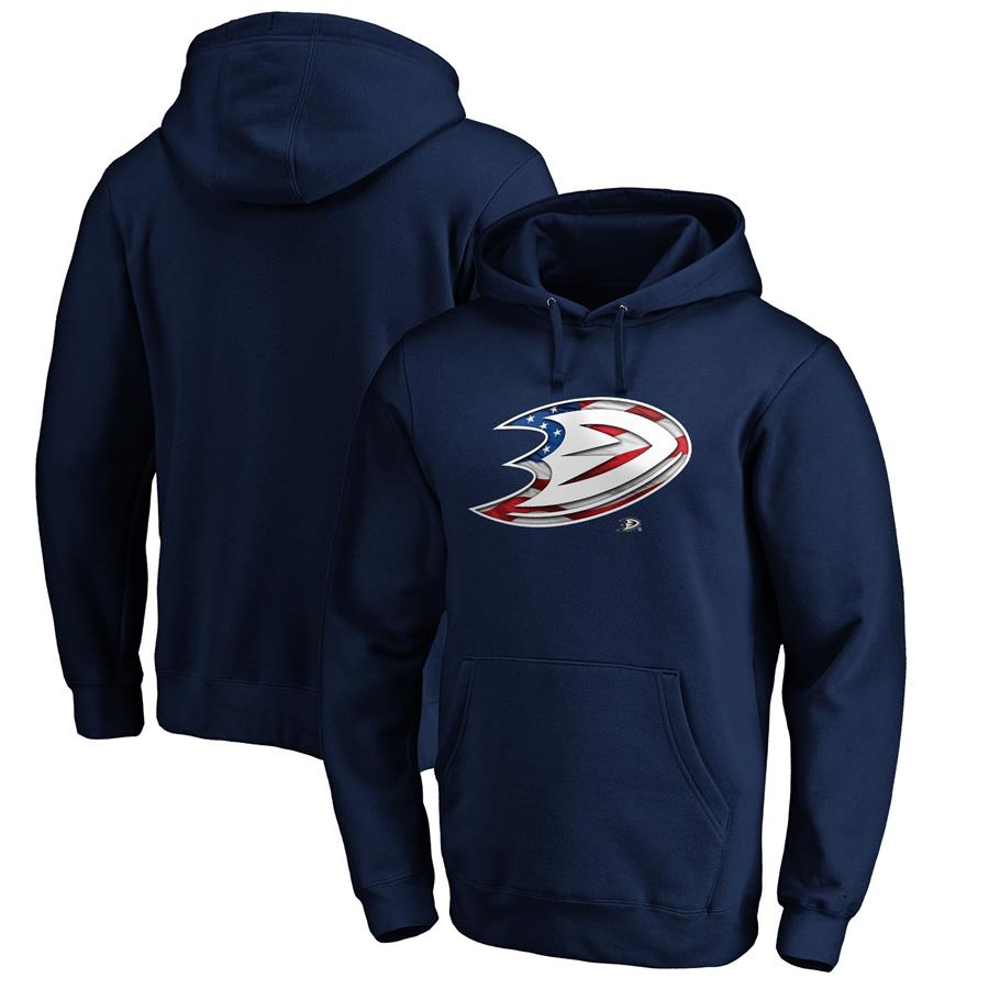 Anaheim Ducks Fanatics Branded Banner Wave Logo Pullover Hoodie - Navy